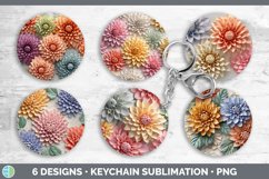 3D Dahlia Flowers Keychain | Sublimation Keyring Designs Bun Product Image 2