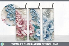 3D Delphinium Flowers Tumbler | 3D Tumbler Wrap Product Image 2