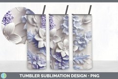 3D Delphinium Flowers Tumbler | 3D Tumbler Wrap Product Image 5