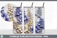3D Delphinium Flowers Tumbler | 3D Tumbler Wrap Product Image 6