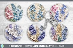 3D Delphinium Flowers Keychain | Sublimation Keyring Designs Product Image 2