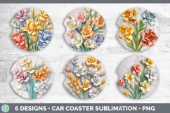 3D Freesia Flowers Car Coaster | Sublimation Coaster Designs Product Image 2