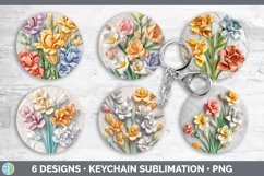 3D Freesia Flowers Keychain | Sublimation Keyring Designs Bu Product Image 2