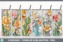 3D Freesia Flowers Tumbler | 3D Sublimation Tumbler Wrap Product Image 1