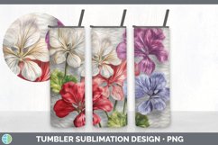 3D Geranium Flowers Tumbler | 3D Sublimation Tumbler Wrap Product Image 2