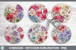3D Geranium Flowers Keychain | Sublimation Keyring Designs B Product Image 2
