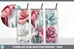3D Gladiolus Flowers Tumbler | 3D Sublimation Tumbler Wrap Product Image 2