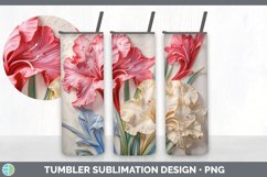 3D Gladiolus Flowers Tumbler | 3D Sublimation Tumbler Wrap Product Image 3