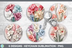 3D Gladiolus Flowers Keychain | Sublimation Keyring Designs Product Image 2