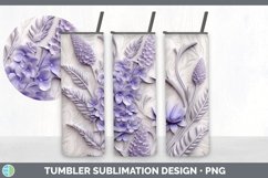 3D Lavender Flowers Tumbler | 3D Sublimation Tumbler Wrap Product Image 3