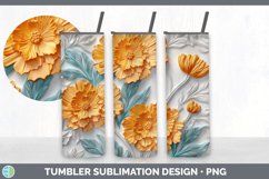 3D Marigold Flowers Tumbler | 3D Sublimation Tumbler Wrap Product Image 3