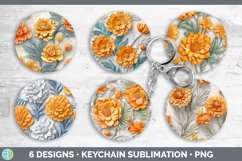 3D Marigold Flowers Keychain | Sublimation Keyring Designs B Product Image 2