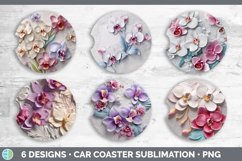 3D Orchid Flowers Car Coaster | Sublimation Coaster Designs Product Image 2