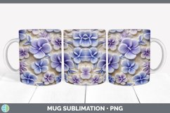 3D Periwinkle Flowers Mug Wrap | Sublimation Coffee Cup Desi Product Image 3