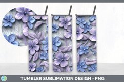 3D Periwinkle Flowers Tumbler | 3D Tumbler Wrap Product Image 6