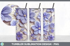 3D Periwinkle Flowers Tumbler | 3D Tumbler Wrap Product Image 7