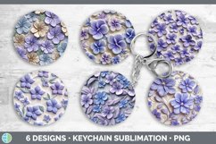 3D Periwinkle Flowers Keychain | Sublimation Keyring Designs Product Image 2