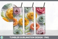 3D Ranunculus Flowers Tumbler | 3D Tumbler Wrap Product Image 2