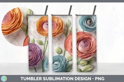 3D Ranunculus Flowers Tumbler | 3D Tumbler Wrap Product Image 3