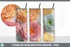 3D Ranunculus Flowers Tumbler | 3D Tumbler Wrap Product Image 4