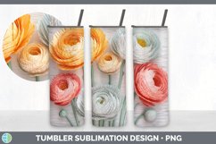 3D Ranunculus Flowers Tumbler | 3D Tumbler Wrap Product Image 5
