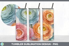3D Ranunculus Flowers Tumbler | 3D Tumbler Wrap Product Image 6