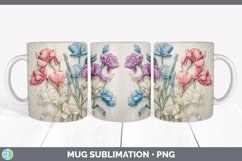 3D Sweet Pea Flowers Mug Wrap | Sublimation Coffee Cup Desig Product Image 4
