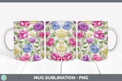 3D Sweet Pea Flowers Mug Wrap | Sublimation Coffee Cup Desig Product Image 5