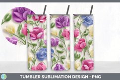 3D Sweet Pea Flowers Tumbler | 3D Tumbler Wrap Product Image 5