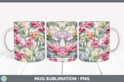 3D Sweet Pea Flowers Mug Wrap | Sublimation Coffee Cup Desig Product Image 6
