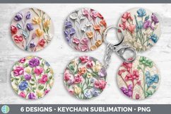 3D Sweet Pea Flowers Keychain | Sublimation Keyring Designs Product Image 2