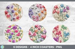 3D Sweet Pea Flowers Round Coaster | Sublimation Coaster Des Product Image 2