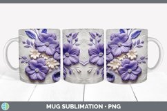3D Violet Flowers Mug Wrap | Sublimation Coffee Cup Designs Product Image 3