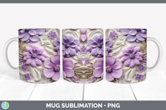 3D Violet Flowers Mug Wrap | Sublimation Coffee Cup Designs Product Image 4