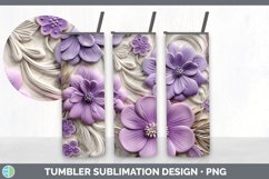 3D Violet Flowers Tumbler | 3D Tumbler Wrap Product Image 4