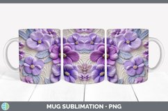3D Violet Flowers Mug Wrap | Sublimation Coffee Cup Designs Product Image 5