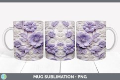 3D Violet Flowers Mug Wrap | Sublimation Coffee Cup Designs Product Image 6