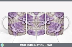 3D Violet Flowers Mug Wrap | Sublimation Coffee Cup Designs Product Image 7