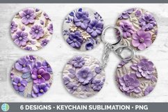 3D Violet Flowers Keychain | Sublimation Keyring Designs Bun Product Image 2
