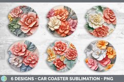 3D Begonia Flowers Car Coaster | Sublimation Coaster Designs Product Image 2