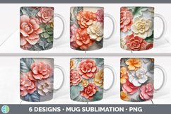 3D Flowers Mug Huge Sublimation Mega Bundle PNG Designs Product Image 3