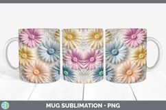 3D Daisy Flowers Mug Wrap | Sublimation Coffee Cup Designs B Product Image 3