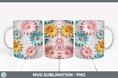 3D Daisy Flowers Mug Wrap | Sublimation Coffee Cup Designs B Product Image 5