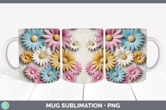 3D Daisy Flowers Mug Wrap | Sublimation Coffee Cup Designs B Product Image 6