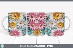 3D Daisy Flowers Mug Wrap | Sublimation Coffee Cup Designs B Product Image 7