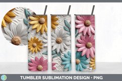 3D Daisy Flowers Tumbler | Sublimation 20 oz Skinny Tumbler Product Image 7