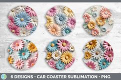 3D Daisy Flowers Car Coaster | Sublimation Coaster Designs B Product Image 2