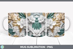 3D Gardenia Flowers Mug Wrap | Sublimation Coffee Cup Design Product Image 6