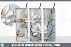 3D Magnolia Flowers Tumbler | 3D Tumbler Wrap Product Image 3