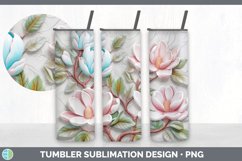 3D Magnolia Flowers Tumbler | 3D Tumbler Wrap Product Image 5